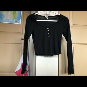 Bozzolo cropped long sleeve ribbed shirt